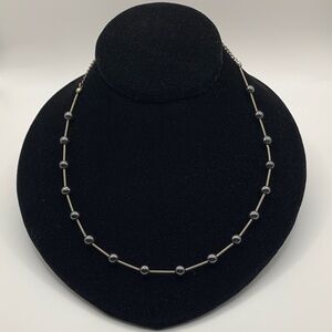 Silver-tone Metallic Beaded Necklace